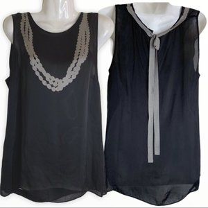 Banana Republic Black Overlay Tank w/ Pearl Design